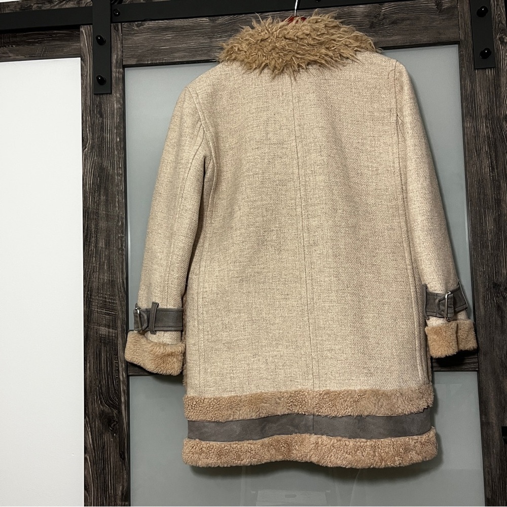 Designer Rebecca Taylor Real Shearling Lamb's Wool Penny Lane Winter Coat - Picture 8 of 16